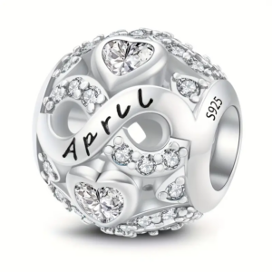 April Birthstone Silver Charm