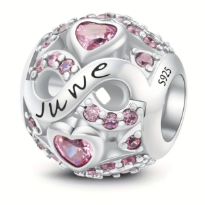 June Birthstone Silver Charm