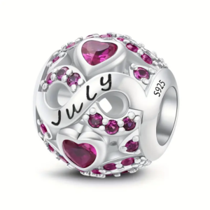 July Birthstone Silver Charm