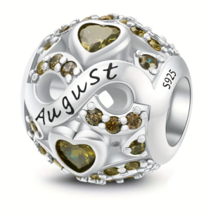 August Birthstone Silver Charm