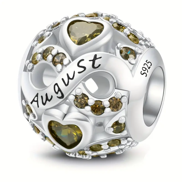 August Birthstone Silver Charm