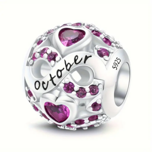 October Birthstone Silver Charm