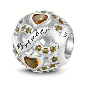 November Birthstone Silver Charm