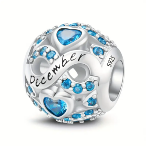 December Birthstone Silver Charm